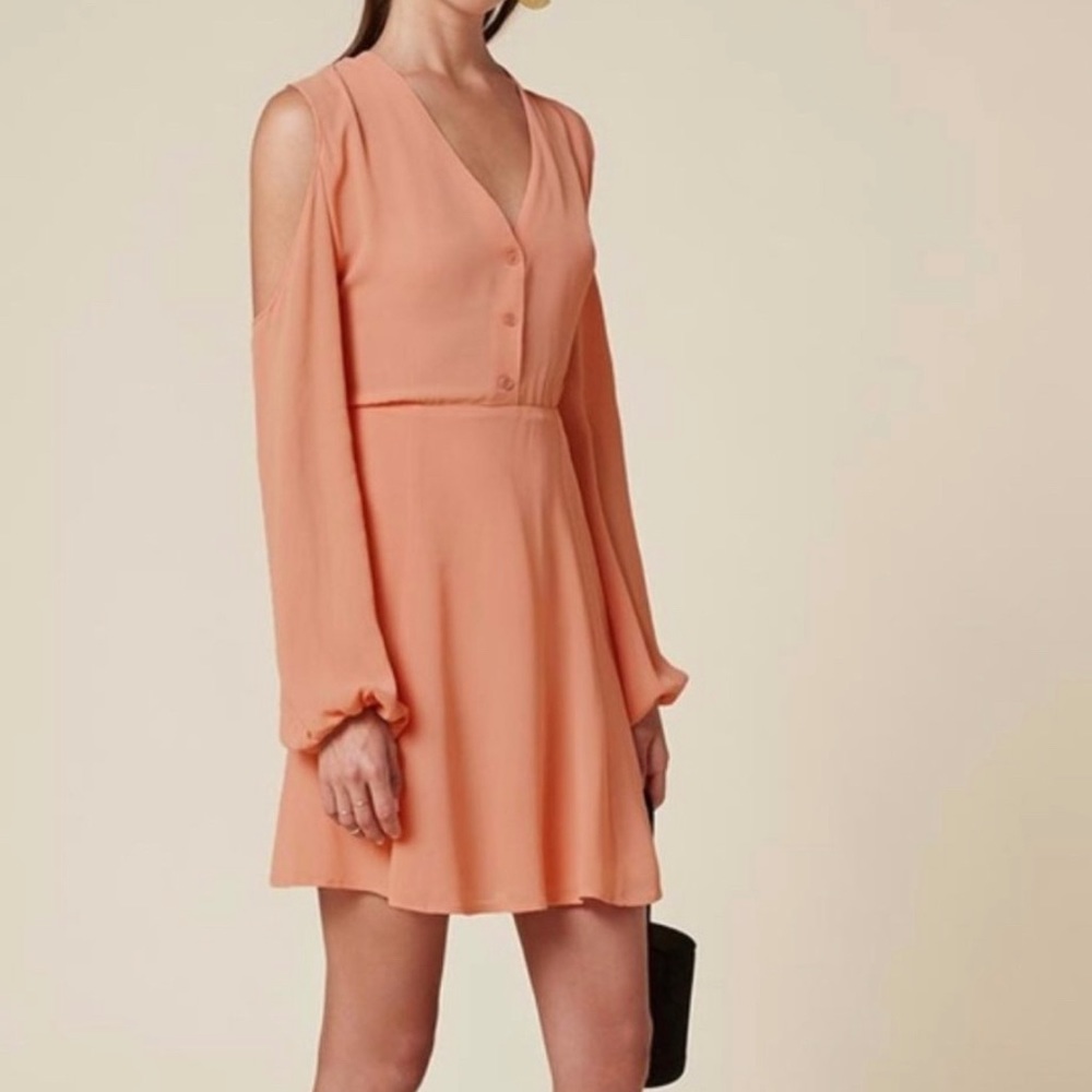 Reformation Calla Cold Shoulder in Coral